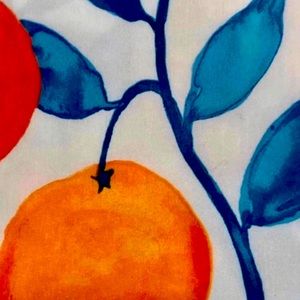 Farmhouse Watercolor Citrus Oranges Shower Curtain and Hooks Set